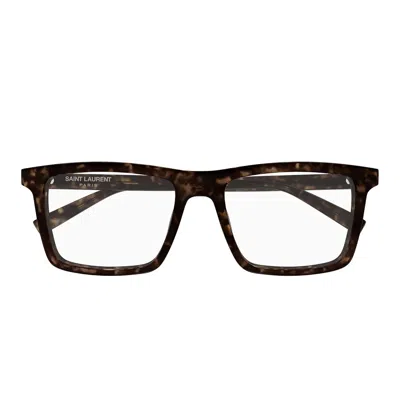 Saint Laurent Prescription Glasses Sl 906 005 Brown/transparent Men In Purple