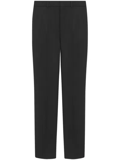SAINT LAURENT PRESSED-CREASE PLEATED STRAIGHT-LEG TROUSERS