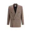 Saint Laurent Wool-cashmere Double-breasted Jacket In Brown