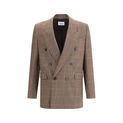 SAINT LAURENT PRINCE DE GALLES WOOL BLAZER