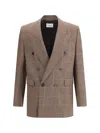 Saint Laurent Wool-cashmere Double-breasted Jacket In Brown