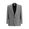 Saint Laurent Prince De Galles Wool Flannel Blazer In Gray
