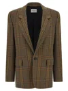 Saint Laurent Prince Of Wales Blazer In Brown