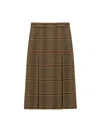 Saint Laurent Wool And Cashmere Prince Of Wales Midi Skirt Clothing In Brown