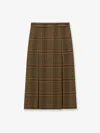 Saint Laurent Midi Skirt In Prince Of Wales Wool And Cashmere In Brown