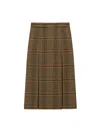 Saint Laurent Midi Skirt In Prince Of Wales Wool And Cashmere In Multi