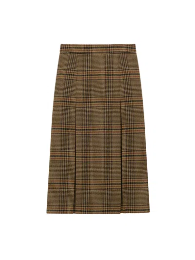 SAINT LAURENT PRINCE OF WALES CERTIFIED VIRGIN WOOL SKIRT