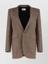 Saint Laurent Prince Of Wales Wool Jacket In Brown