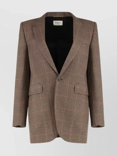 SAINT LAURENT PRINCE OF WALES CHECK WOOL JACKET