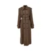 Saint Laurent Prince Of Wales Coat With Belt In Brown