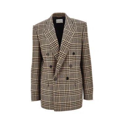 SAINT LAURENT PRINCE OF WALES DOUBLE-BREASTED JACKET