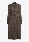 Saint Laurent Double-breasted Coat In Prince Of Wales Wool In Brown