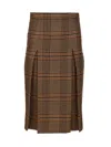 Saint Laurent Prince Of Wales Midi Skirt Skirts Brown In Brown