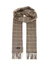 Saint Laurent Prince Of Wales Silk And Cashmere Scarf Scarves And Foulards Beige In Brown