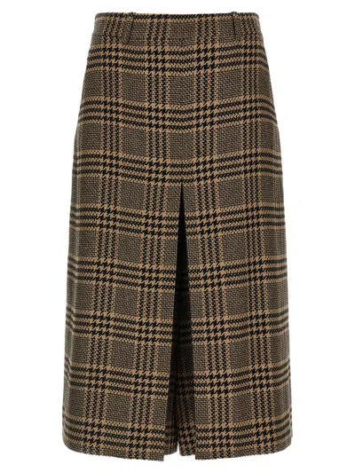 Saint Laurent Prince Of Wales Skirt In Multi