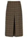 Saint Laurent Prince Of Wales Skirt Pants Multicolor In Brown
