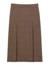 Saint Laurent Wool And Cashmere Prince Of Wales Midi Skirt Clothing In Brown
