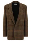 Saint Laurent Checked Pattern Jacket Flap Pockets In Brown