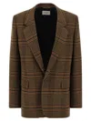 Saint Laurent Checked Pattern Jacket Flap Pockets In Brown