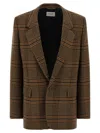 Saint Laurent Checked Pattern Jacket Flap Pockets In Brown