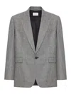 Saint Laurent Prince Of Wales Wool Flannel Jacket In Black