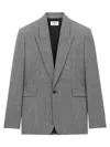 Saint Laurent Prince Of Wales Wool Flannel Jacket Clothing In Gray