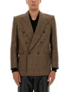 Saint Laurent Wool-cashmere Double-breasted Jacket In Brown