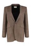 Saint Laurent Prince Of Wales Wool Jacket In Animal Print