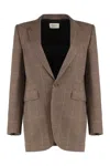 Saint Laurent Prince Of Wales Wool Jacket In Animal Print