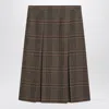 Saint Laurent Prince Of Wales Wool Midi Skirt In Multi