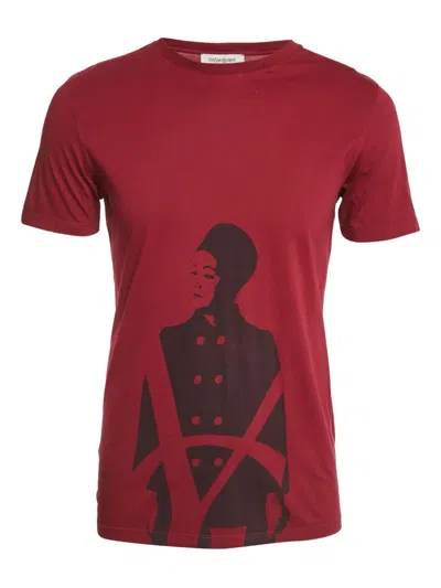 Pre-owned Saint Laurent Print Cotton T-shirt In Red