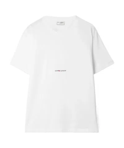 Saint Laurent Print Short Sleeve T-shirt In White