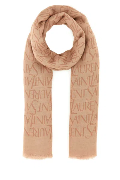 Saint Laurent Printed Modal Blend Scarf In Multi