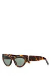 Saint Laurent Brown Sunglasses With Thick Frame And Tortoiseshell Print In Acetate Woman