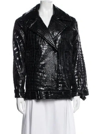 Pre-owned Saint Laurent Printed Biker Jacket In Black