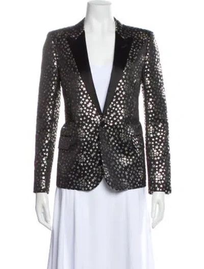 Pre-owned Saint Laurent Printed Blazer In Black