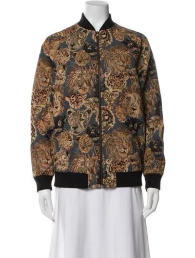 Pre-owned Saint Laurent Printed Bomber Jacket In Green