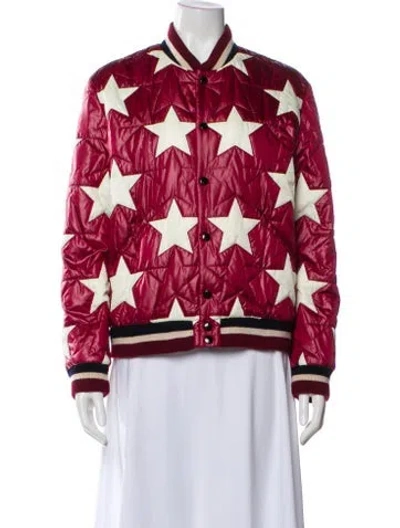 Pre-owned Saint Laurent Printed Bomber Jacket In Pink