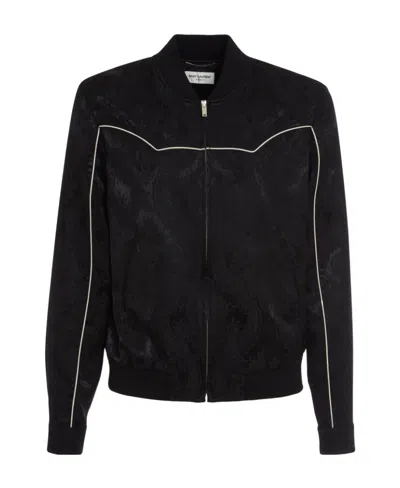 Saint Laurent Printed Casual Jacket In Black