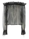 Saint Laurent Blusa In Crepe Stampata  Donna In Black