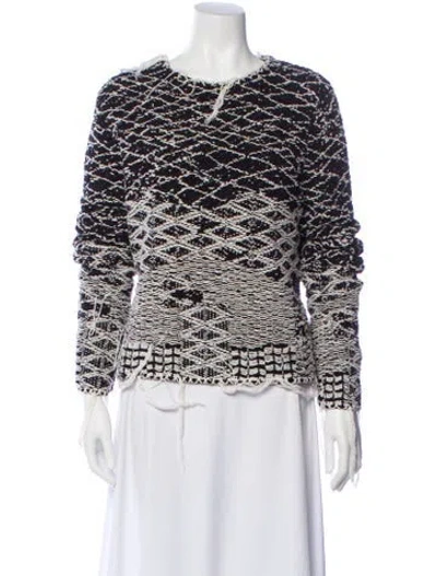 Pre-owned Saint Laurent Printed Crew Neck Sweater In Black