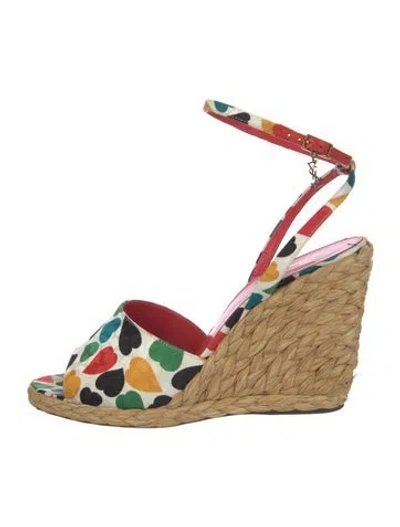 Pre-owned Saint Laurent Printed Espadrilles In White