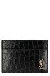 Saint Laurent Printed Leather Card Holder In Black