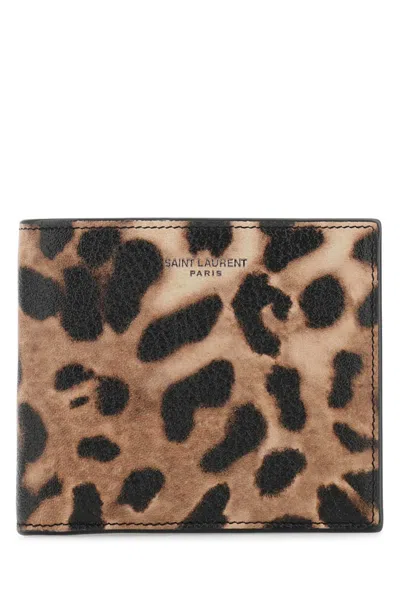 Saint Laurent Printed Leather Wallet In Multicolor