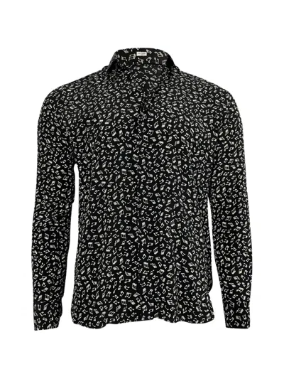 Pre-owned Saint Laurent Printed Long-sleeve Shirt In Black