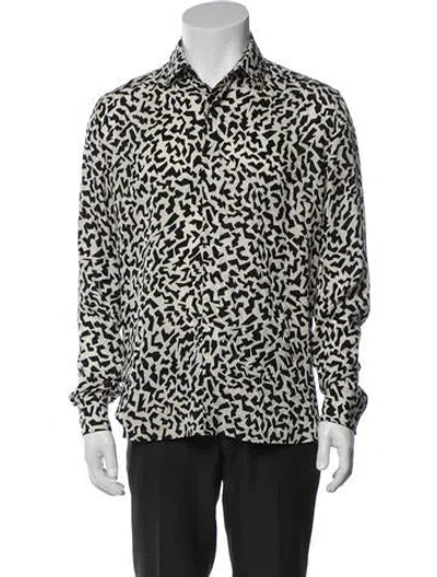 Pre-owned Saint Laurent Printed Long Sleeve Shirt In Black