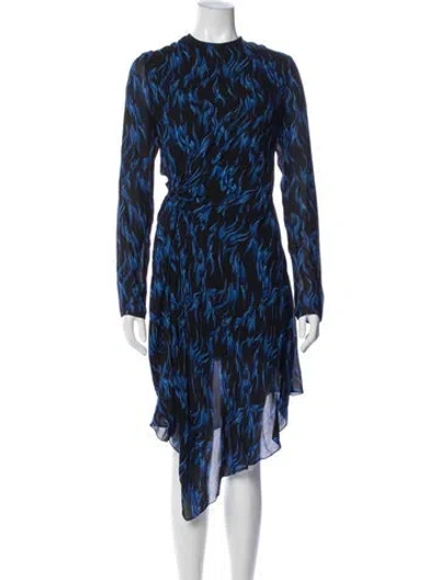 Pre-owned Saint Laurent Printed Midi Length Dress In Blue