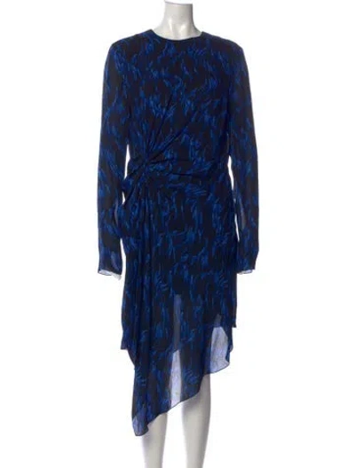 Pre-owned Saint Laurent Printed Midi Length Dress In Blue