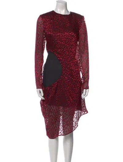 Pre-owned Saint Laurent Printed Midi Length Dress W/ Tags In Red