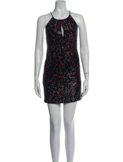 Pre-owned Saint Laurent Printed Mini Dress In Black